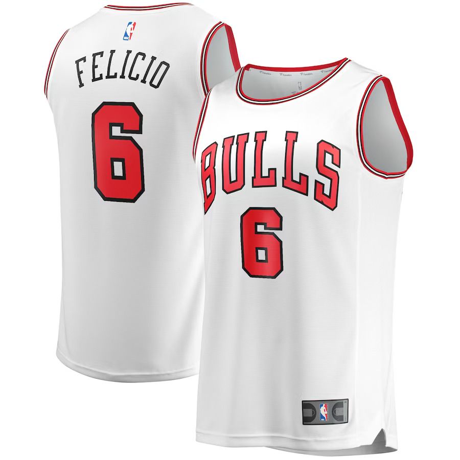Men Chicago Bulls 6 Cristiano Felicio Fanatics Branded White Fast Break Player NBA Jersey